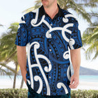 Aotearoa Maori Kowhaiwhai Hawaiian Shirt Kikorangi Puhoro and Patiki