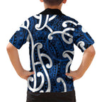 Aotearoa Maori Kowhaiwhai Hawaiian Shirt Kikorangi Puhoro and Patiki