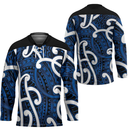 Aotearoa Maori Kowhaiwhai Hockey Jersey Kikorangi Puhoro and Patiki