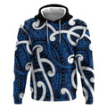 Aotearoa Maori Kowhaiwhai Hoodie Kikorangi Puhoro and Patiki