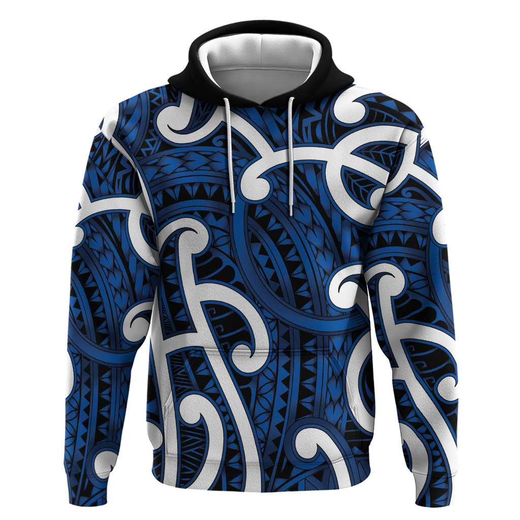 Aotearoa Maori Kowhaiwhai Hoodie Kikorangi Puhoro and Patiki