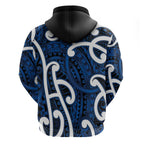 Aotearoa Maori Kowhaiwhai Hoodie Kikorangi Puhoro and Patiki