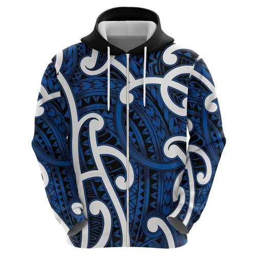 Aotearoa Maori Kowhaiwhai Hoodie Kikorangi Puhoro and Patiki