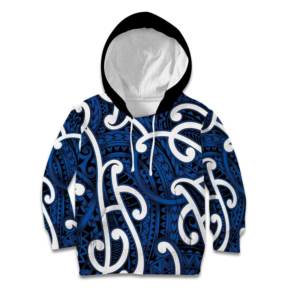 Aotearoa Maori Kowhaiwhai Kid Hoodie Kikorangi Puhoro and Patiki