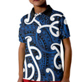 Aotearoa Maori Kowhaiwhai Kid Polo Shirt Kikorangi Puhoro and Patiki