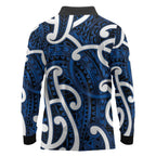 Aotearoa Maori Kowhaiwhai Long Sleeve Polo Shirt Kikorangi Puhoro and Patiki