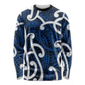 Aotearoa Maori Kowhaiwhai Long Sleeve Shirt Kikorangi Puhoro and Patiki