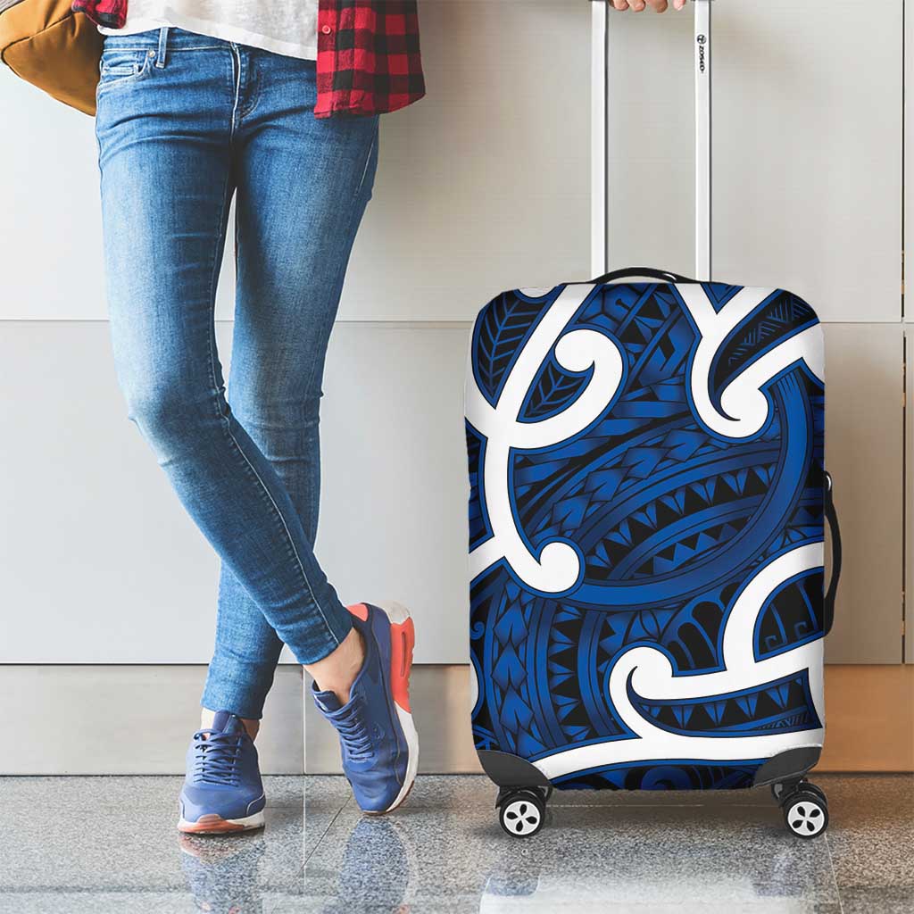 Aotearoa Maori Kowhaiwhai Luggage Cover Kikorangi Puhoro and Patiki