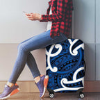 Aotearoa Maori Kowhaiwhai Luggage Cover Kikorangi Puhoro and Patiki