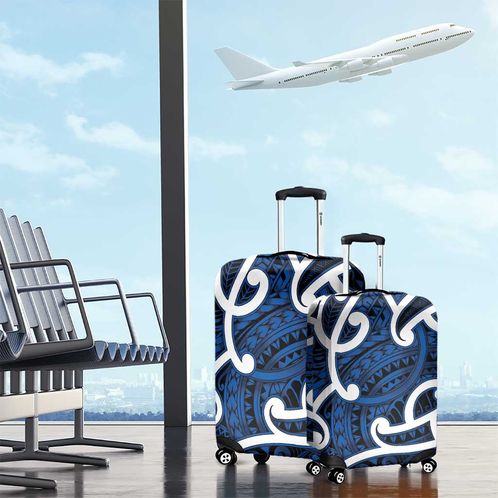 Aotearoa Maori Kowhaiwhai Luggage Cover Kikorangi Puhoro and Patiki