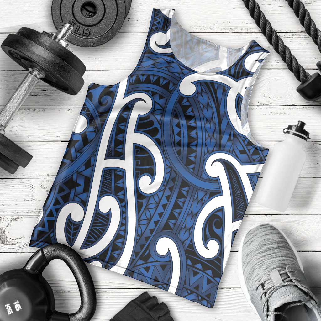Aotearoa Maori Kowhaiwhai Men Tank Top Kikorangi Puhoro and Patiki