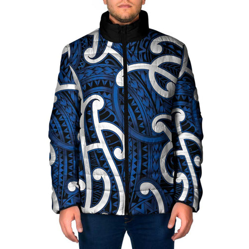 Aotearoa Maori Kowhaiwhai Padded Jacket Kikorangi Puhoro and Patiki