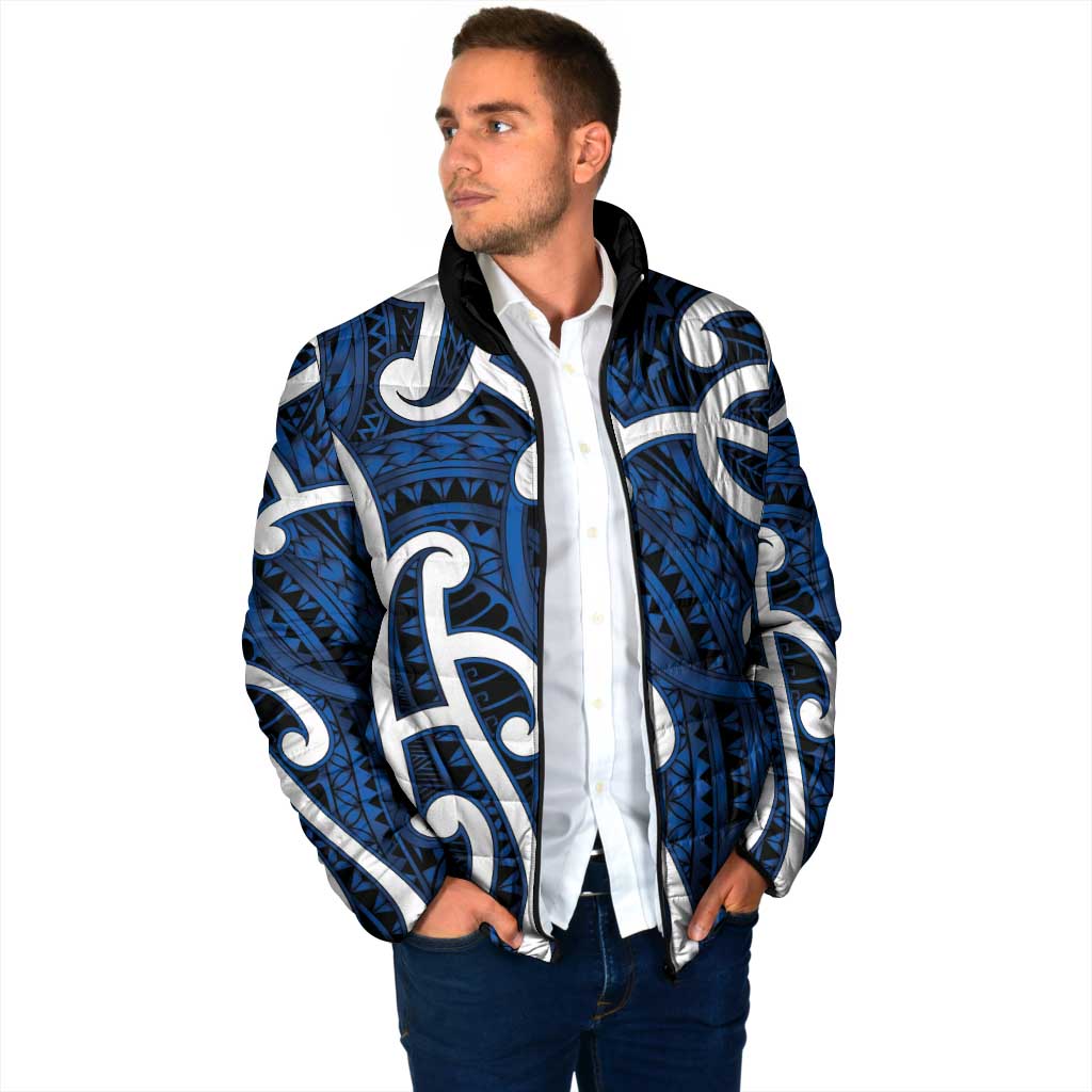 Aotearoa Maori Kowhaiwhai Padded Jacket Kikorangi Puhoro and Patiki