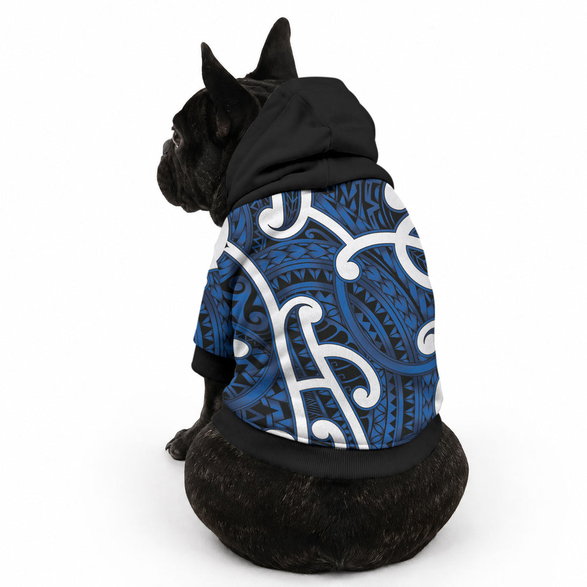 Aotearoa Maori Kowhaiwhai Pet Hoodie Kikorangi Puhoro and Patiki
