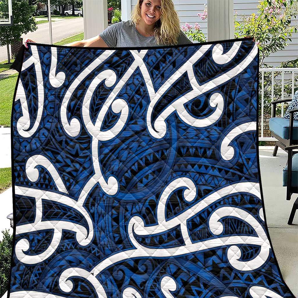 Aotearoa Maori Kowhaiwhai Quilt Kikorangi Puhoro and Patiki