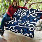 Aotearoa Maori Kowhaiwhai Quilt Kikorangi Puhoro and Patiki