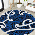 Aotearoa Maori Kowhaiwhai Round Carpet Kikorangi Puhoro and Patiki