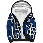 Aotearoa Maori Kowhaiwhai Sherpa Hoodie Kikorangi Puhoro and Patiki
