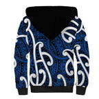 Aotearoa Maori Kowhaiwhai Sherpa Hoodie Kikorangi Puhoro and Patiki