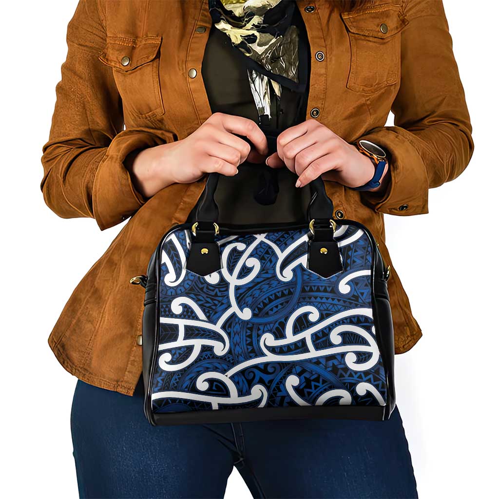 Aotearoa Maori Kowhaiwhai Shoulder Handbag Kikorangi Puhoro and Patiki