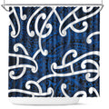 Aotearoa Maori Kowhaiwhai Shower Curtain Kikorangi Puhoro and Patiki