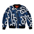Aotearoa Maori Kowhaiwhai Sleeve Zip Bomber Jacket Kikorangi Puhoro and Patiki