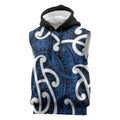 Aotearoa Maori Kowhaiwhai Sleeveless Hoodie Kikorangi Puhoro and Patiki