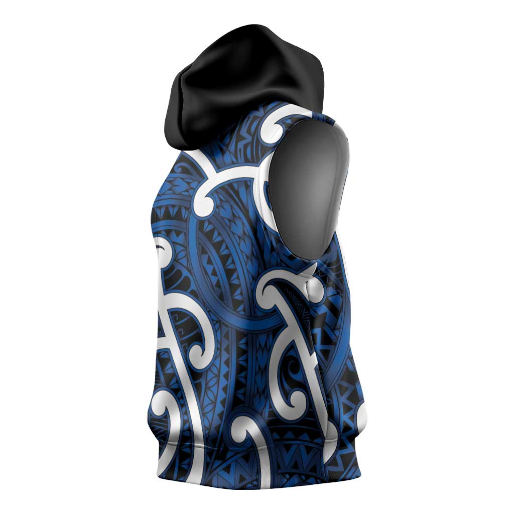 Aotearoa Maori Kowhaiwhai Sleeveless Hoodie Kikorangi Puhoro and Patiki