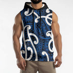Aotearoa Maori Kowhaiwhai Sleeveless Hoodie Kikorangi Puhoro and Patiki