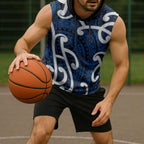 Aotearoa Maori Kowhaiwhai Sleeveless Hoodie Kikorangi Puhoro and Patiki