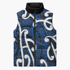Aotearoa Maori Kowhaiwhai Sleeveless Puffer Jacket Kikorangi Puhoro and Patiki