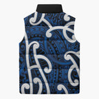 Aotearoa Maori Kowhaiwhai Sleeveless Puffer Jacket Kikorangi Puhoro and Patiki