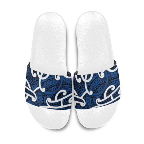 Aotearoa Maori Kowhaiwhai Slide Sandals Kikorangi Puhoro and Patiki
