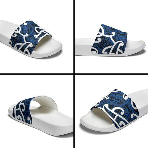 Aotearoa Maori Kowhaiwhai Slide Sandals Kikorangi Puhoro and Patiki