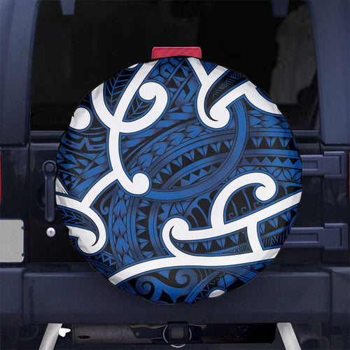 Aotearoa Maori Kowhaiwhai Spare Tire Cover Kikorangi Puhoro and Patiki