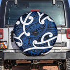 Aotearoa Maori Kowhaiwhai Spare Tire Cover Kikorangi Puhoro and Patiki