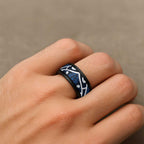 Aotearoa Maori Kowhaiwhai Spinner Ring Kikorangi Puhoro and Patiki