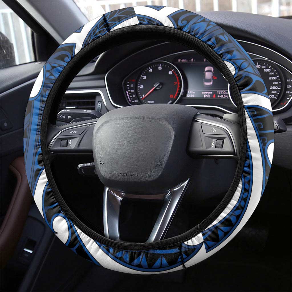 Aotearoa Maori Kowhaiwhai Steering Wheel Cover Kikorangi Puhoro and Patiki