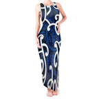 Aotearoa Maori Kowhaiwhai Tank Maxi Dress Kikorangi Puhoro and Patiki