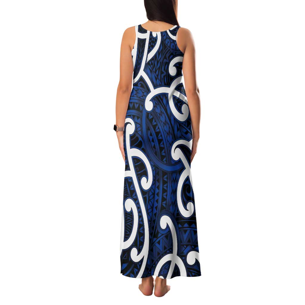 Aotearoa Maori Kowhaiwhai Tank Maxi Dress Kikorangi Puhoro and Patiki