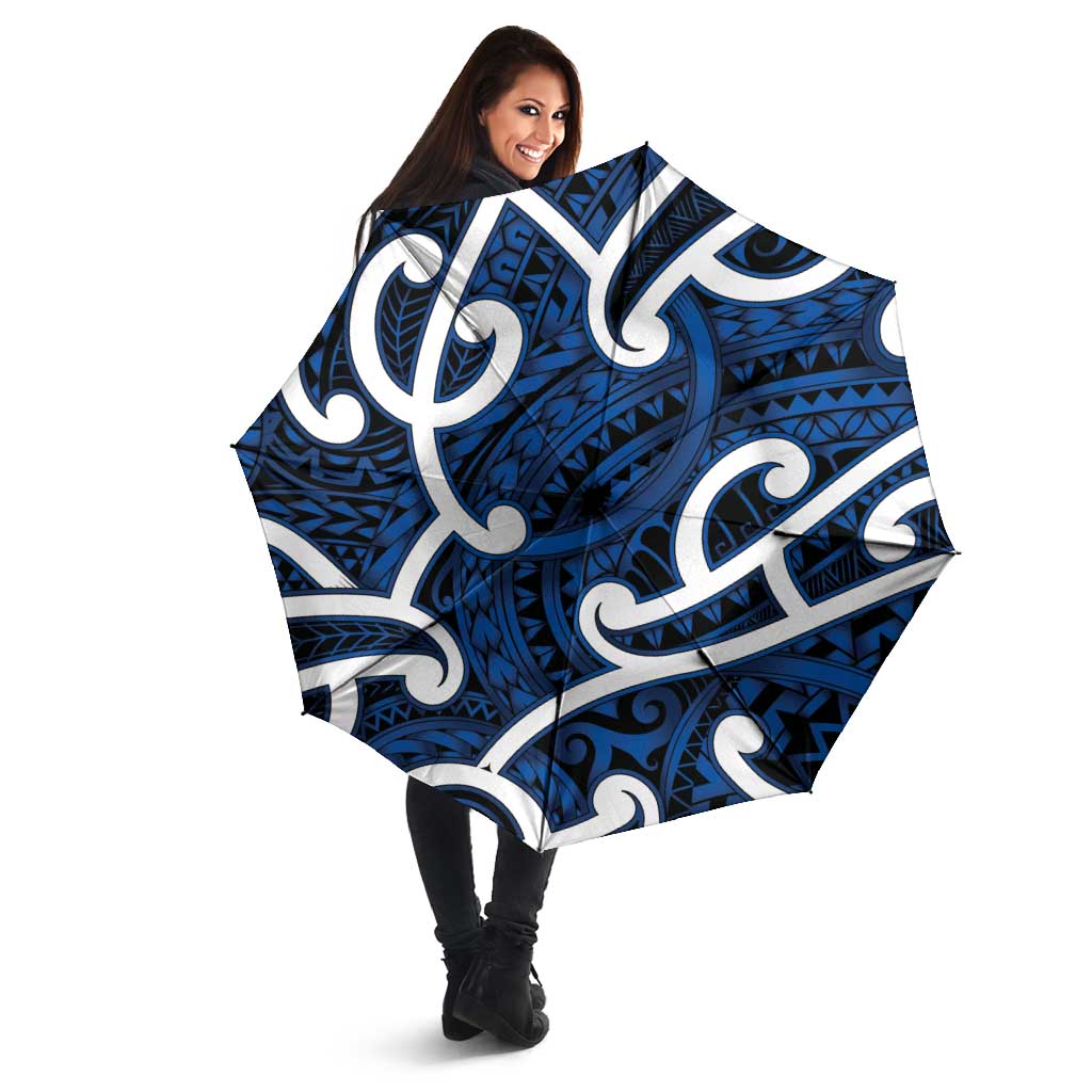 Aotearoa Maori Kowhaiwhai Umbrella Kikorangi Puhoro and Patiki