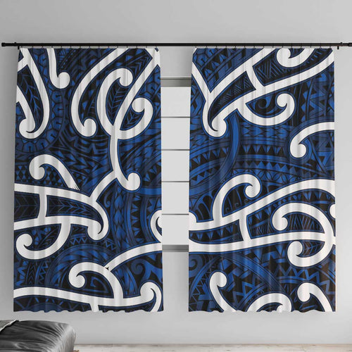 Aotearoa Maori Kowhaiwhai Window Curtain Kikorangi Puhoro and Patiki
