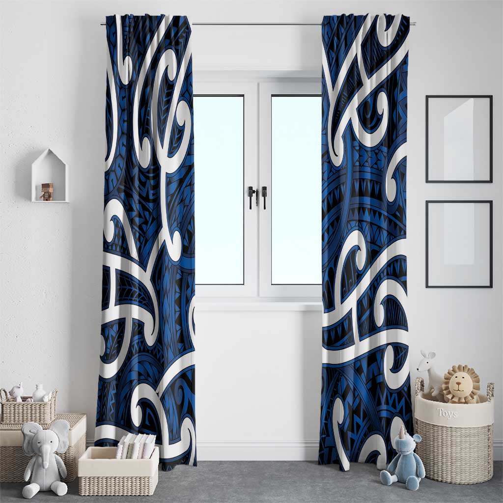 Aotearoa Maori Kowhaiwhai Window Curtain Kikorangi Puhoro and Patiki