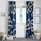Aotearoa Maori Kowhaiwhai Window Curtain Kikorangi Puhoro and Patiki