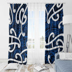 Aotearoa Maori Kowhaiwhai Window Curtain Kikorangi Puhoro and Patiki