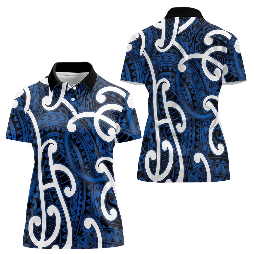 Aotearoa Maori Kowhaiwhai Women Polo Shirt Kikorangi Puhoro and Patiki