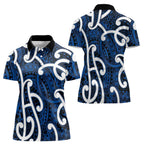 Aotearoa Maori Kowhaiwhai Women Polo Shirt Kikorangi Puhoro and Patiki