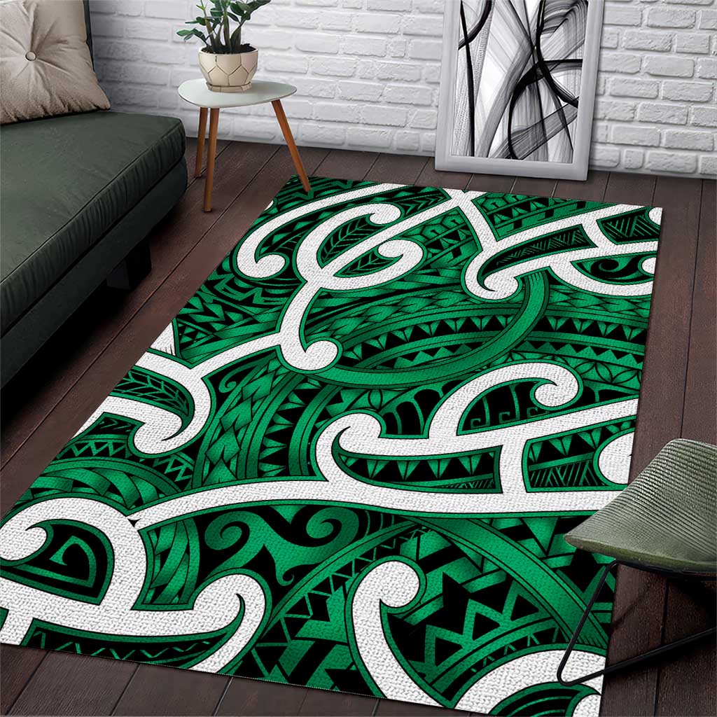 Aotearoa Maori Kowhaiwhai Area Rug Kakariki Puhoro and Patiki