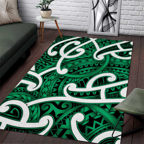 Aotearoa Maori Kowhaiwhai Area Rug Kakariki Puhoro and Patiki