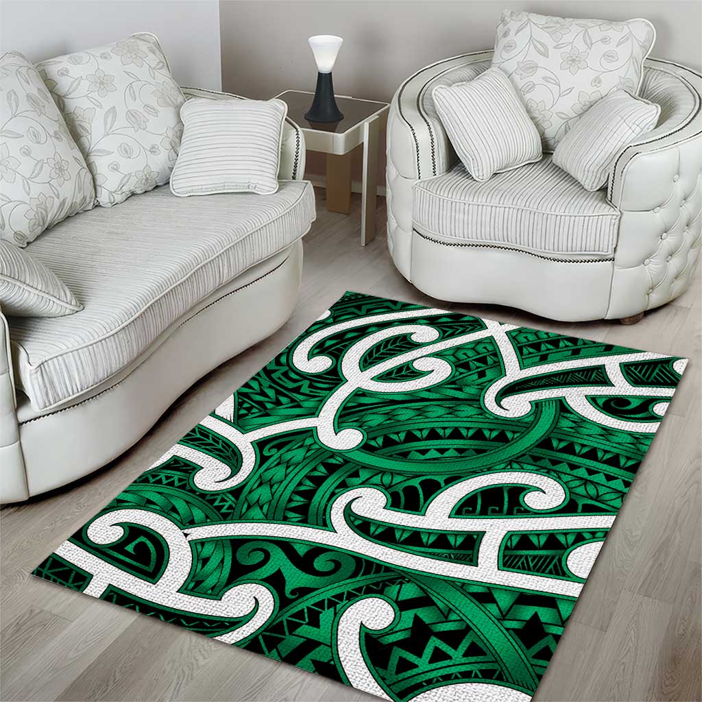 Aotearoa Maori Kowhaiwhai Area Rug Kakariki Puhoro and Patiki